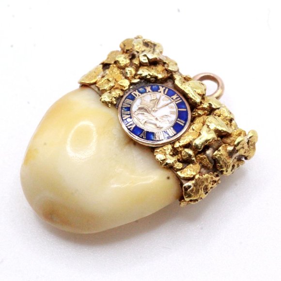 Antique BPOE Order of Elks 22K Gold Elk Tooth Charm Pendant